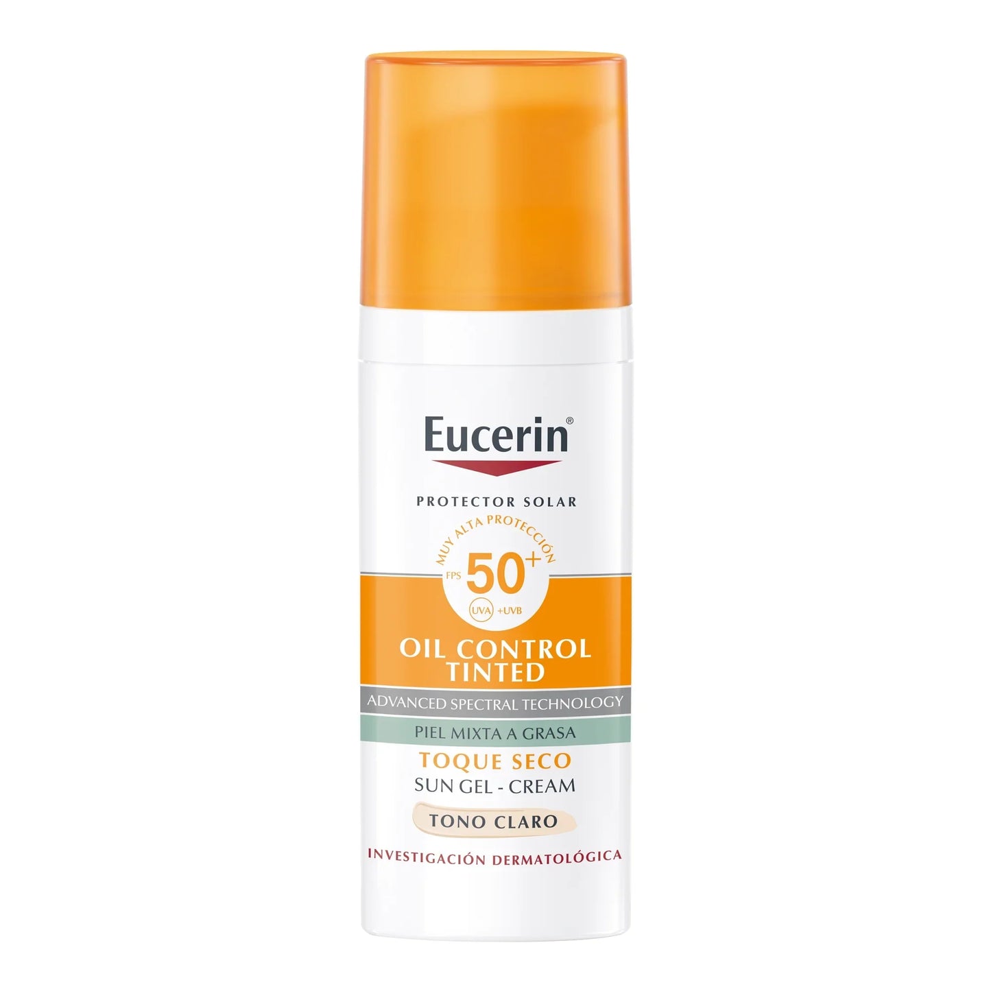 Protector Solar Eucerin SPF50 Oil Control Tinted Toque Seco